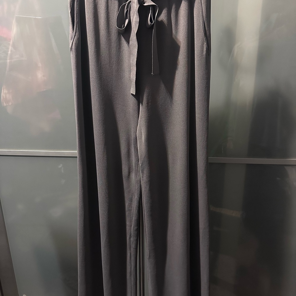 Grey Wide-Leg Tie-Waist Pants - Picture 1 of 3
